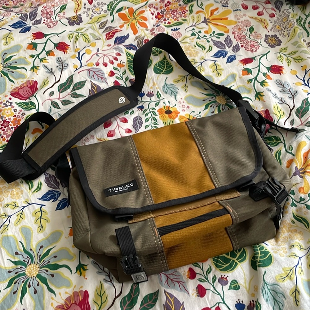 New TIMBUK2 Classic Messenger Bag XS Green/Brown